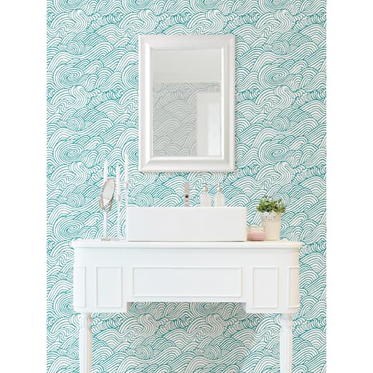 NuWallpaper Teal Saybrook Peel & Stick Wallpaper